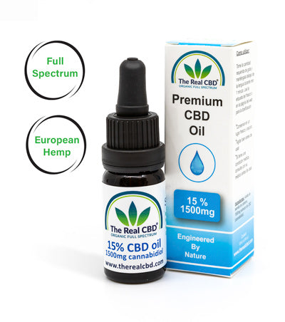 The Real CBD Aceite CBD 15% (1500 mg) – 10 ml | Full Spectrum en aceite de cáñamo | ≈7,5–8 mg/gota