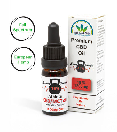 The Real CBD Aceite CBD 18% “Athlete” (menta) – 10 ml | 1800 mg CBD | ≈9 mg/gota | MCT | ≤0,1% THC