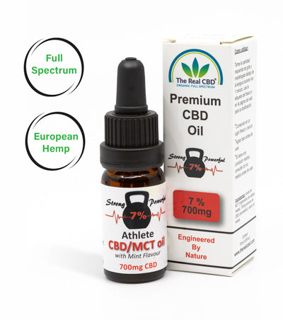 The Real CBD Aceite CBD 7% para Atletas (menta) – 10 ml | 700 mg (≈3,5 mg/gota) | MCT | ≤0,2% THC