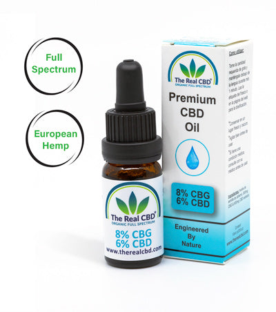 The Real CBD Aceite 8% CBG + 6% CBD (10 ml) | Full Spectrum en aceite de cáñamo | ≈4 mg CBG + 3 mg CBD/gota
