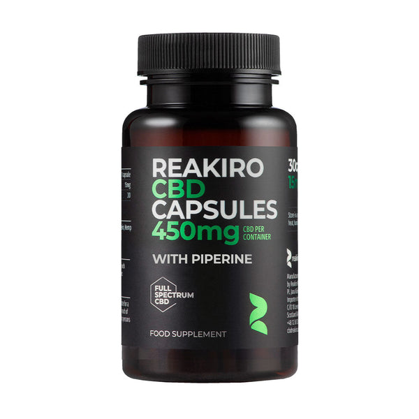 Reakiro Cápsulas CBD 15 mg Espectro completo (30 uds, 450 mg) | NaturaPoint