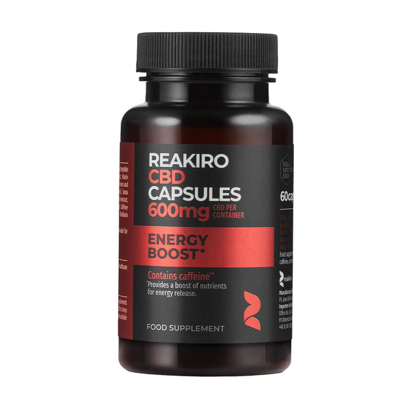 Reakiro Cápsulas CBD 600 mg Energy Boost Espectro completo (60 uds) | NaturaPoint