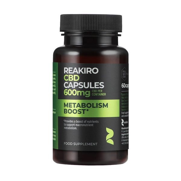 Reakiro Cápsulas CBD 600 mg Metabolism Boost Espectro completo (60 uds) | NaturaPoint