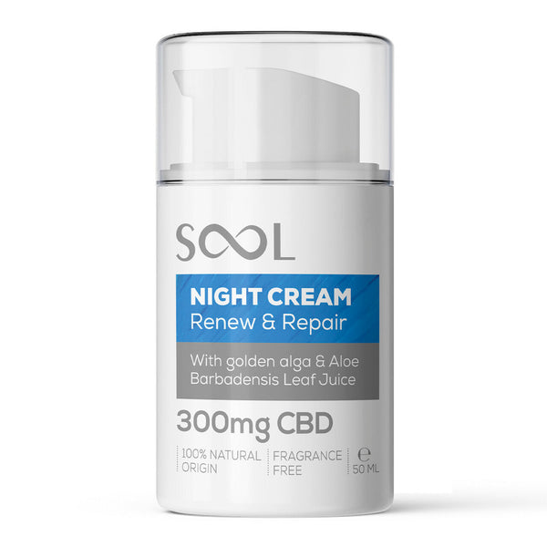 SOOL Crema de noche CBD 300 mg Renew & Repair Espectro amplio (50 ml) | NaturaPoint
