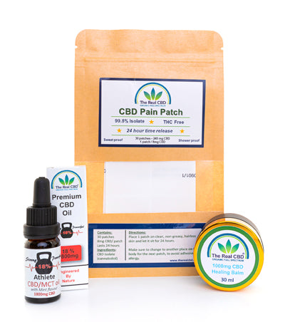 The Real CBD Pack CBD Atleta – Aceite 18% (10 ml) + Bálsamo 1000 mg + 30 parches 20 mg | ≤0,2% THC