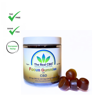 The Real CBD Gominolas CBD + Melena de León (60 uds) – 10 mg CBD + 110 mg Lion’s Mane por unidad | Sabor cappuccino | Broad Spectrum | THC 0,0%