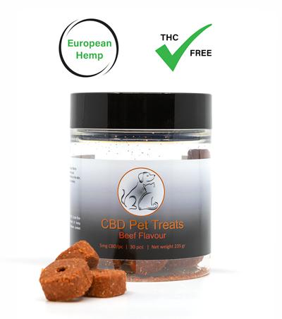 The Real CBD Golosinas con CBD para Mascotas – Sabor a Vacuno (5 mg/unid · 30 uds · 235 g) | THC 0,0%